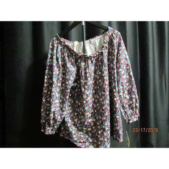 Style & Co. Tops - Style & Co Women's Floral Peasant Blouse Off Shoulder Ditsy Print Top Blue Red